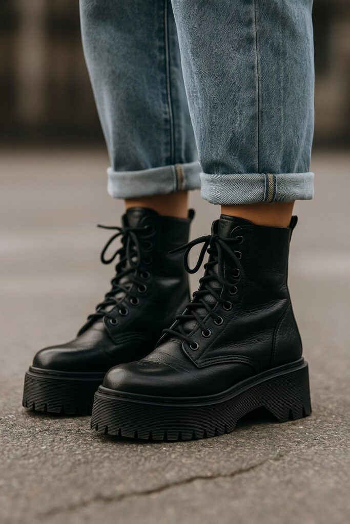 90s combat boots with a modern edge