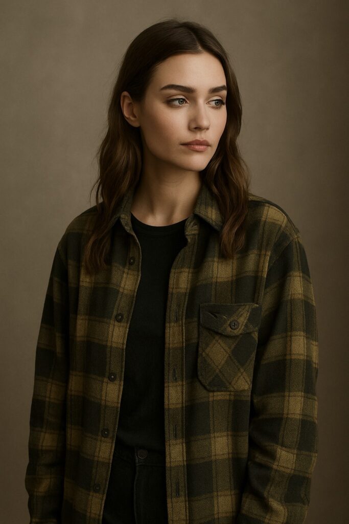 "Grunge flannel outfit inspired by 90s rock culture