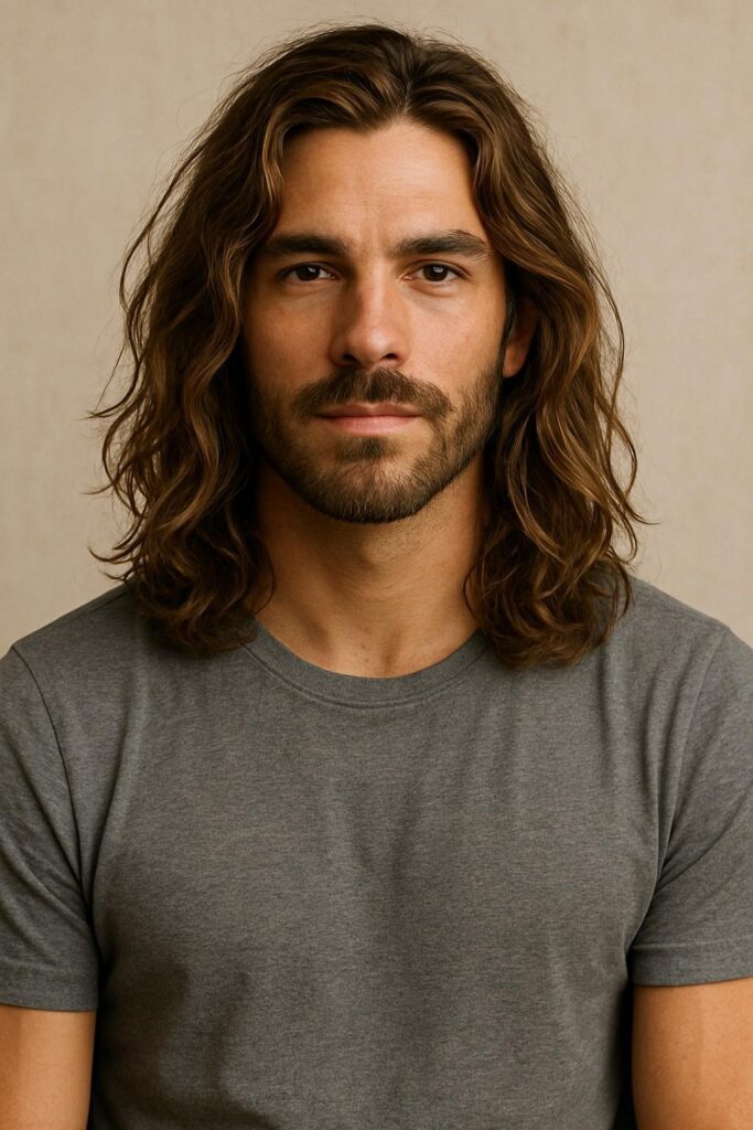Natural surfer waves hairstyle for men with long textured hair
