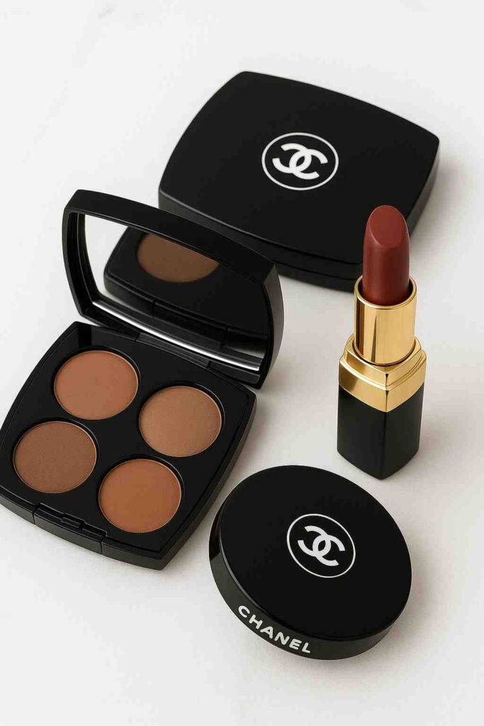 Chanel makeup artist applying foundation backstage