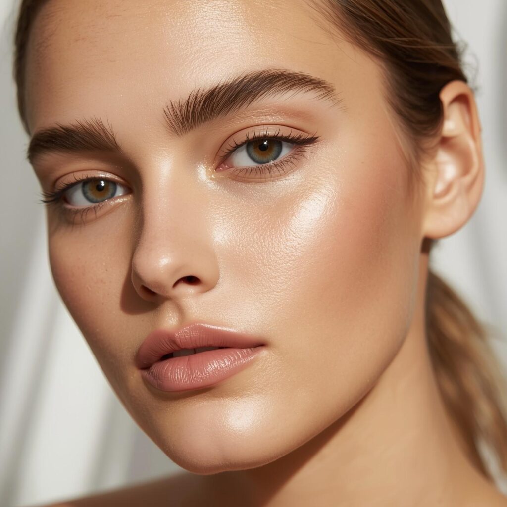 Natural makeup look using water-based concealer