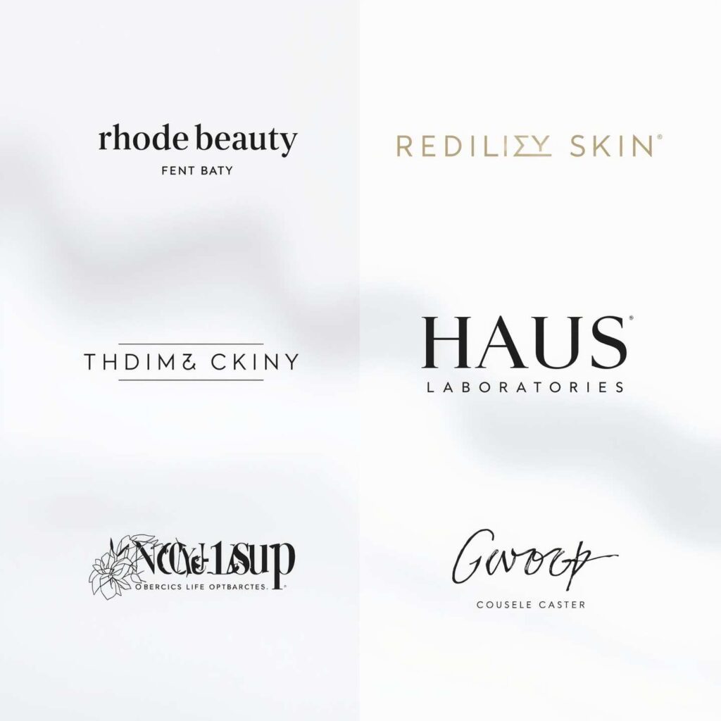 Comparison of Rhode Beauty with other celebrity skincare brands logos
