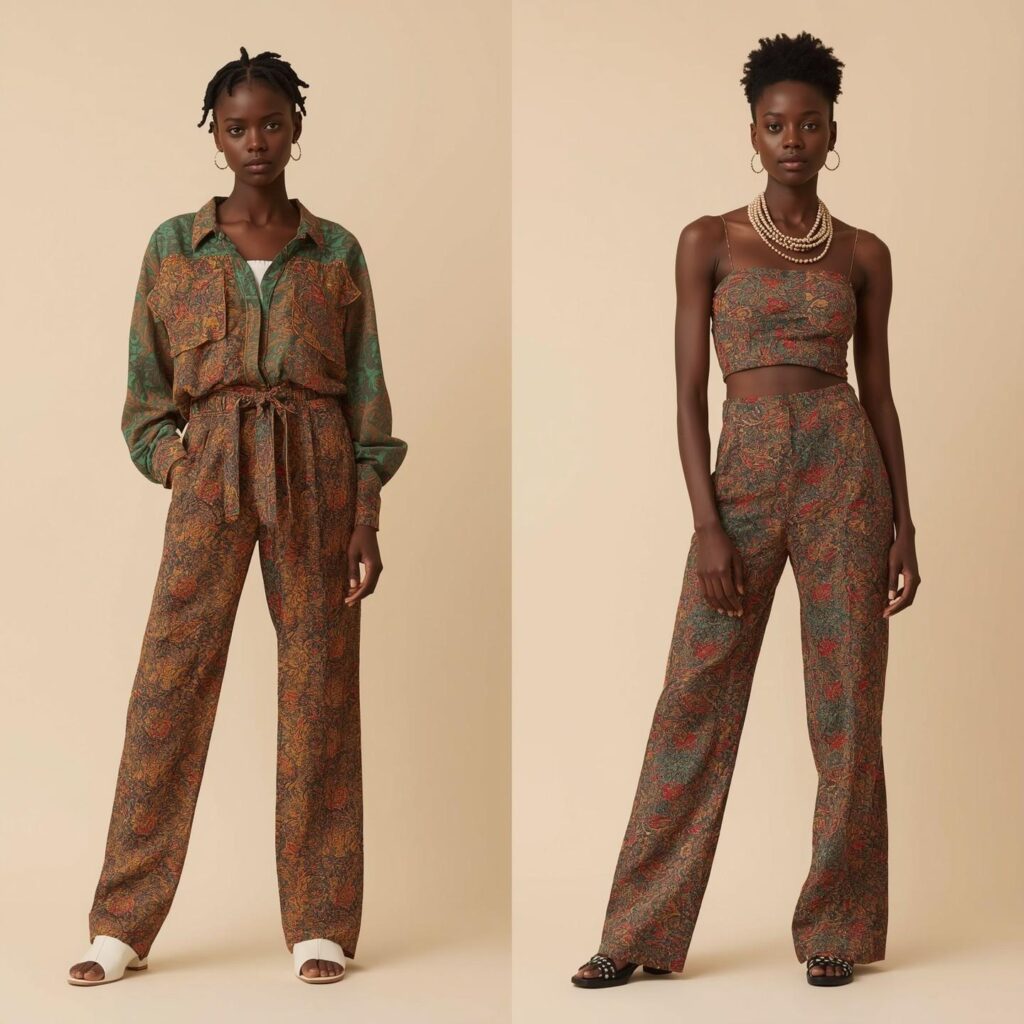 Comparison of loose-top fitted-bottom and fitted-top loose-bottom outfits in Acubi fashion