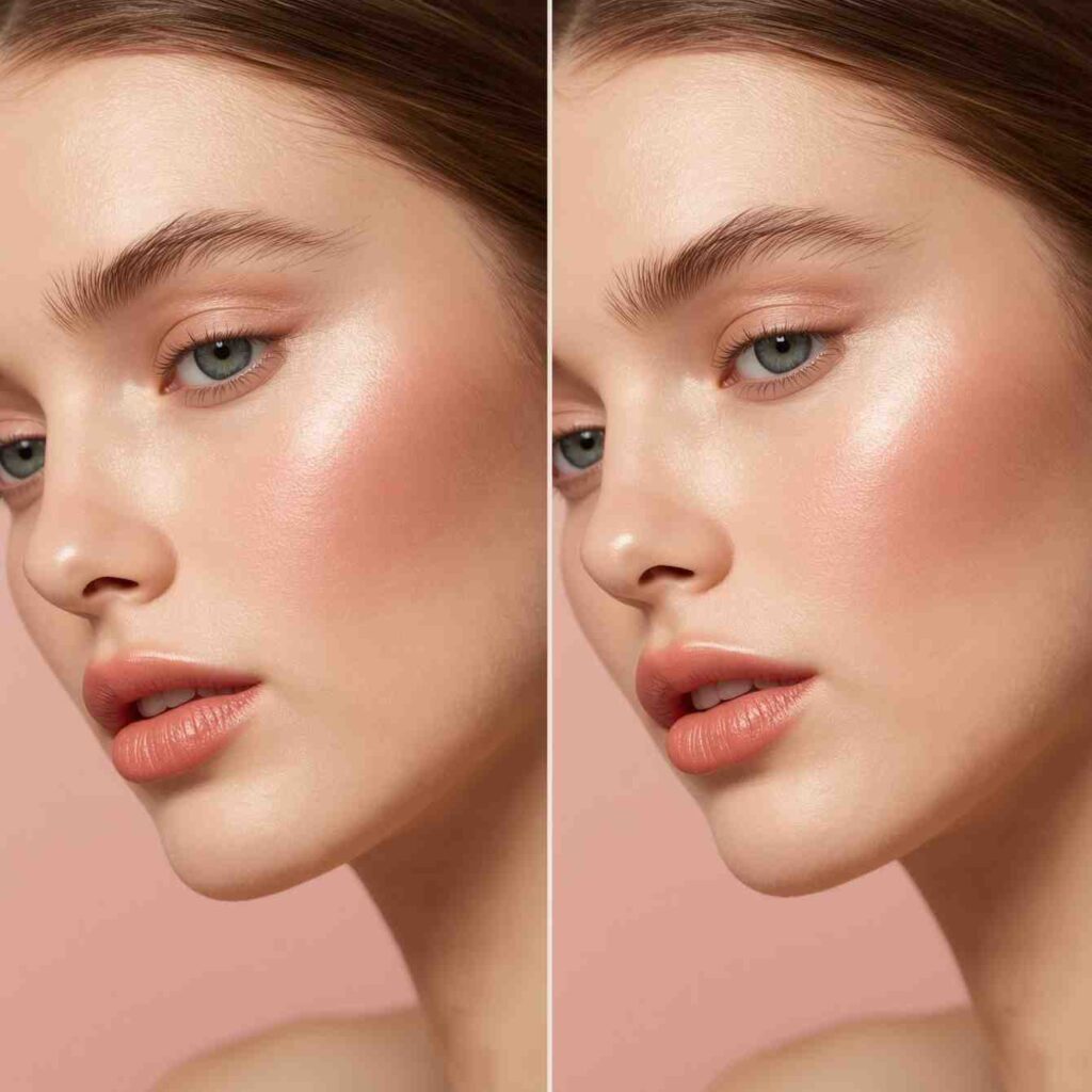 Before and after using Milk Jelly Blush