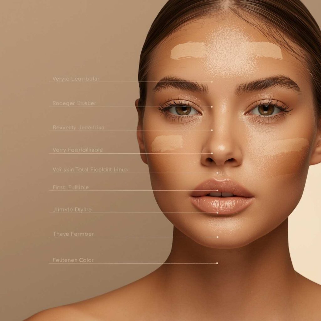 Different Estée Lauder Foundation shades arranged for jawline testing