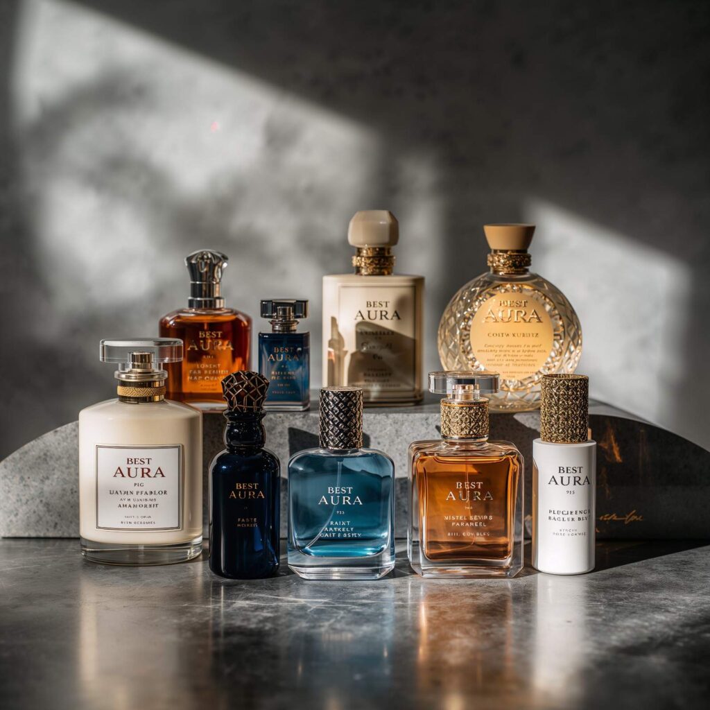  “Best aura fragrance bottles for 2025 displayed together”