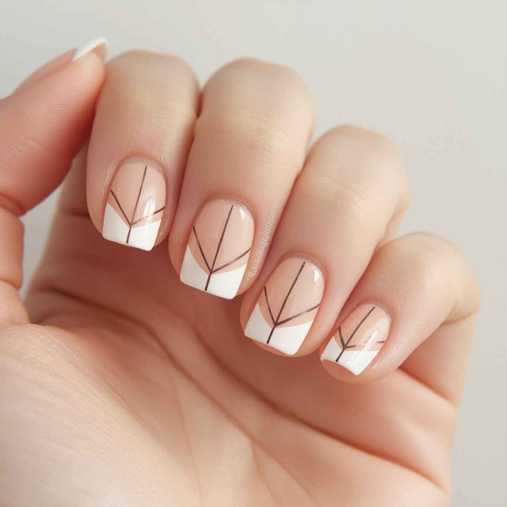 Minimalist nail art with geometric lines and negative space