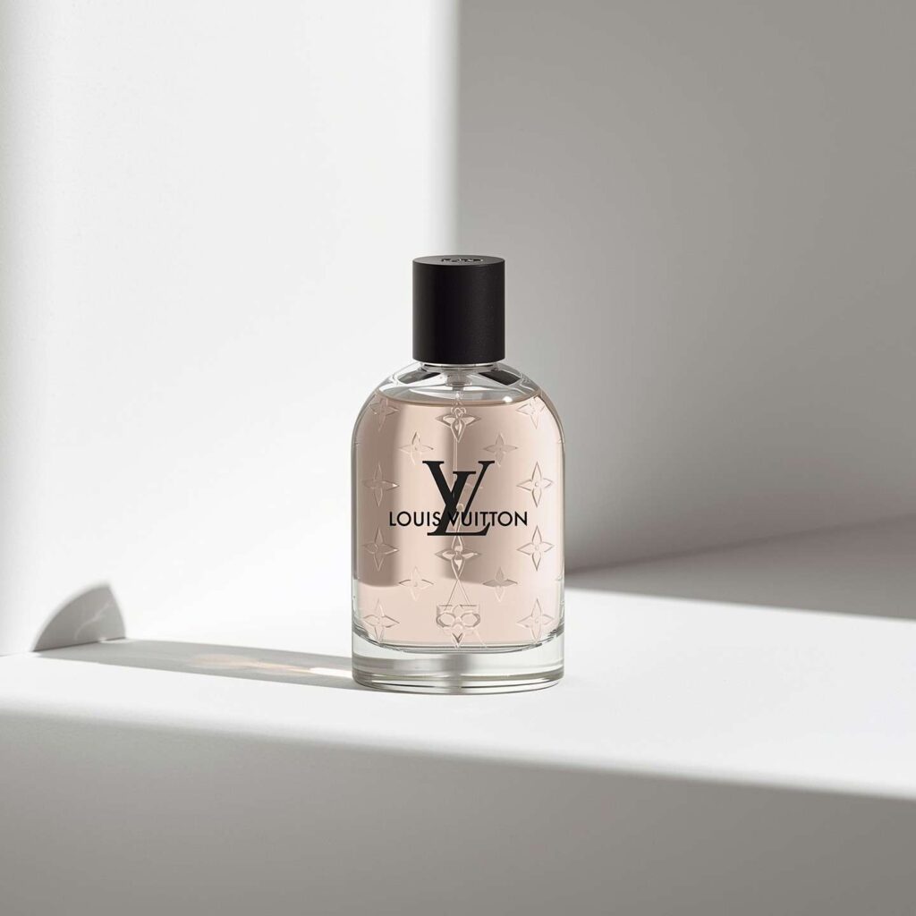 Unisex Louis Vuitton perfume bottle with minimalistic design