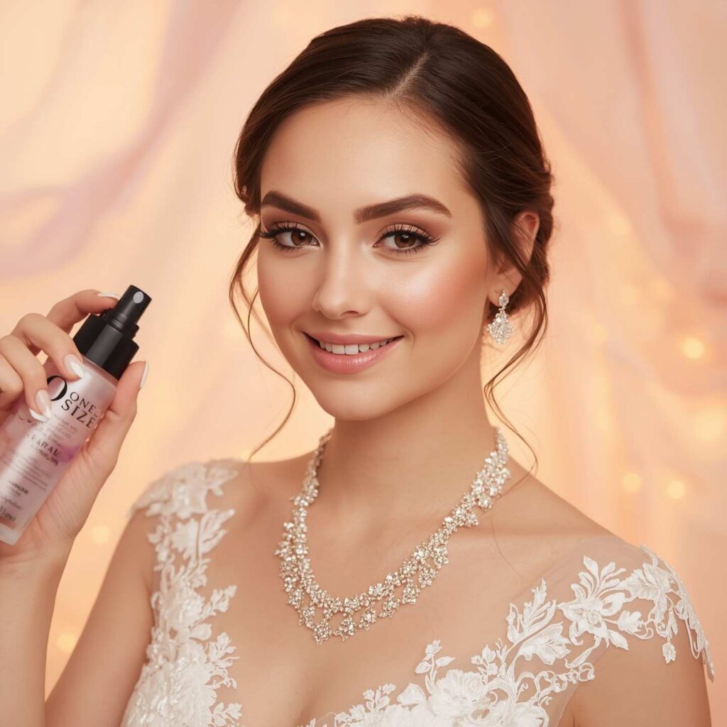 Long-lasting bridal makeup using One Size Setting Spray