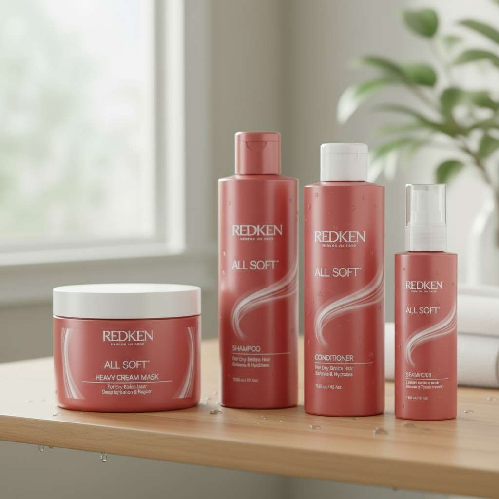 Complete Redken All Soft range including shampoo, conditioner, mask, and leave-in