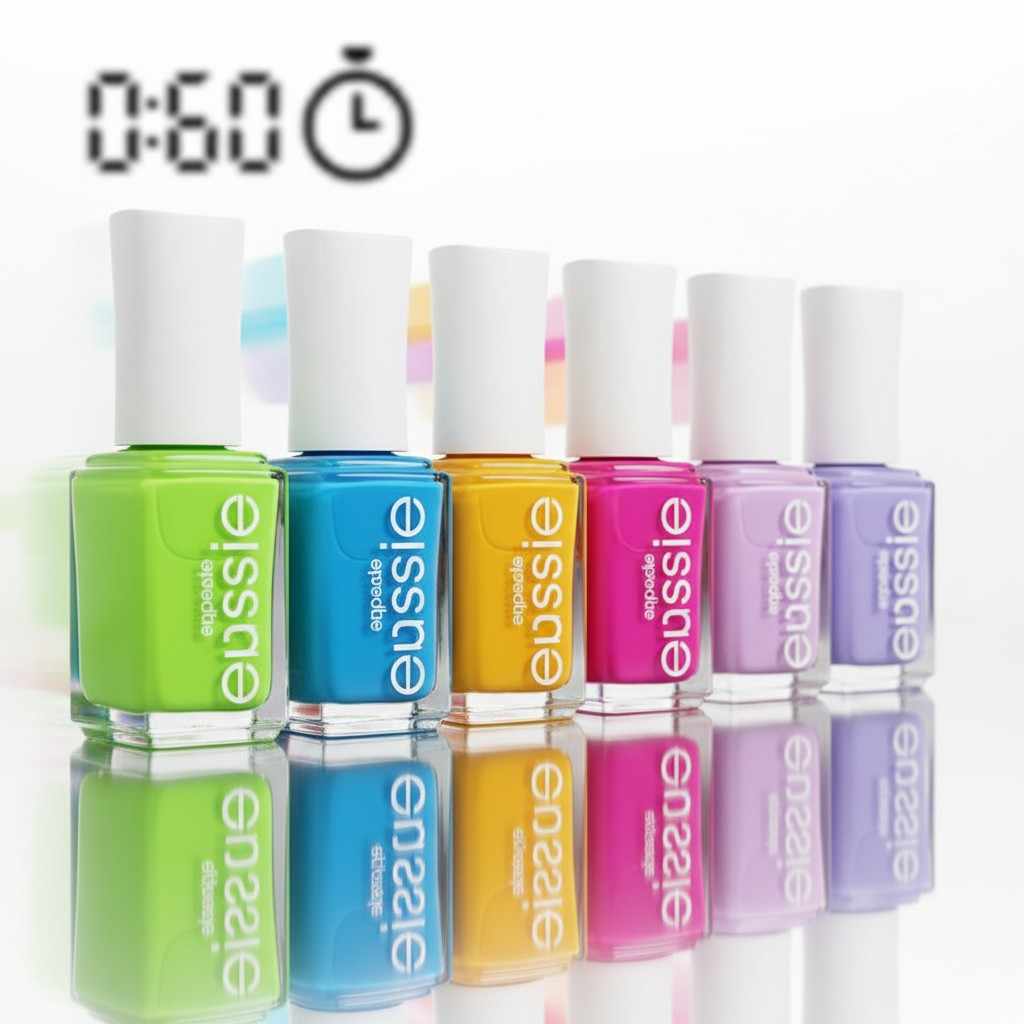 Essie Expressie nail polish bottles showing quick dry formula in trendy colors
