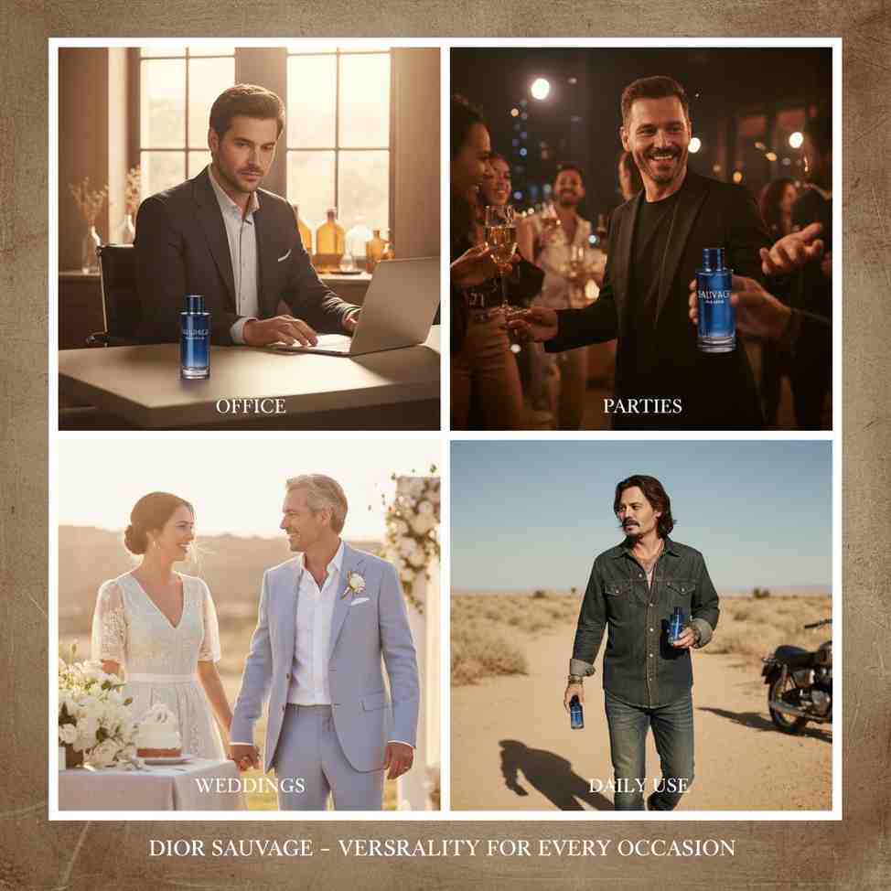 Occasions to wear Dior Sauvage including office, parties, weddings, and daily use.