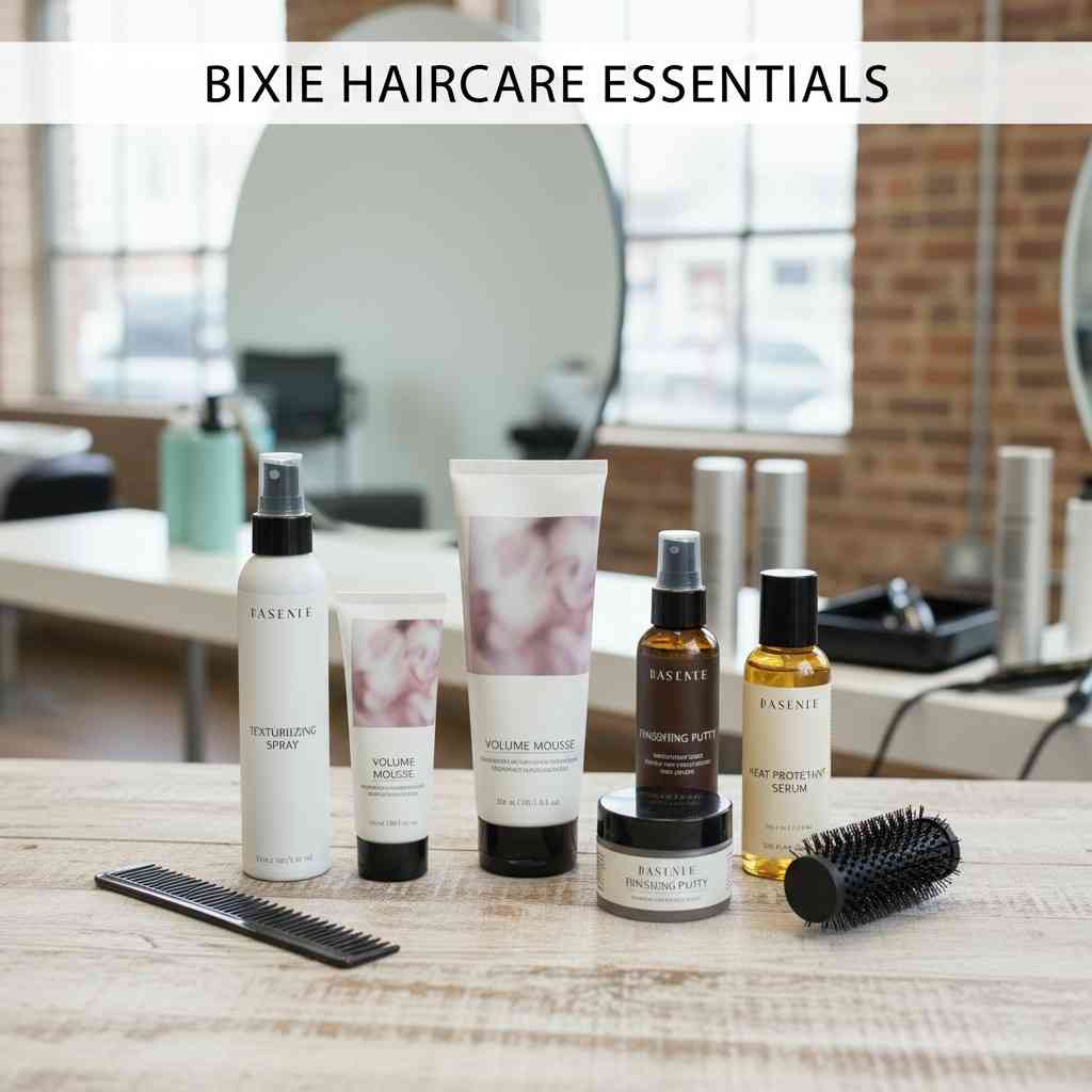 Styling products recommended for maintaining a bixie haircut