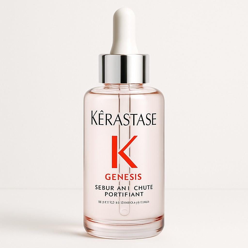 Kerastase Genesis Serum bottle with dropper on white background