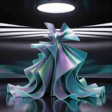 Virtual fashion design created with AI and 3D modeling, reflecting digital innovation in 2025 fashion trends.