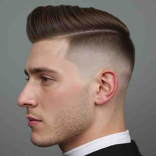 Man with high and tight fade haircuts, clean military-inspired short hairstyle