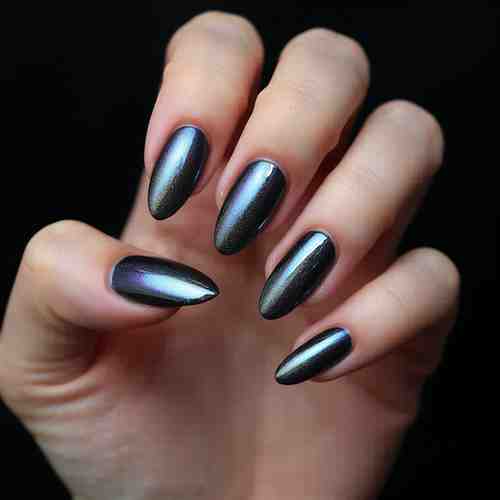 Negative space chrome manicure highlighting minimalist geometric nail designs 2025.