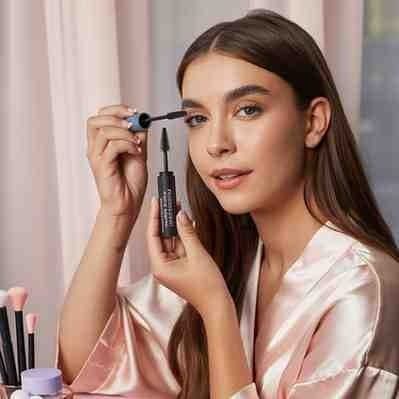 Step-by-step application of Colossal Bubble Mascara on upper and lower lashes